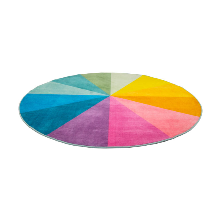 Klaslokaal kleed regenboog kleuren 200cm rond
